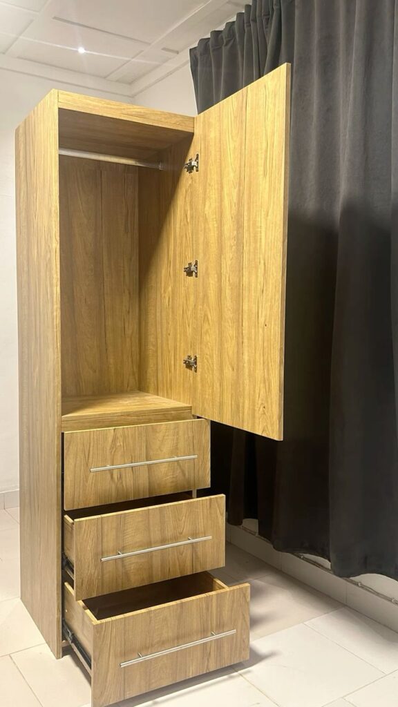 three drawn single door wardrobe